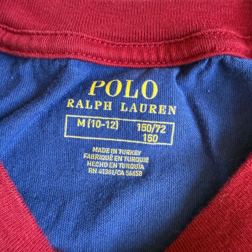 Polo Ralph Lauren Jersey Polo Bear Blue Short Sleeve Shirt Medium 10/12 - Picture 8 of 10